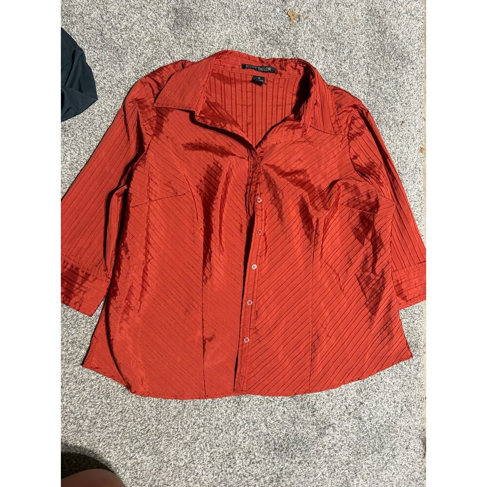 Scott Taylor womens 2x orange button front shirt